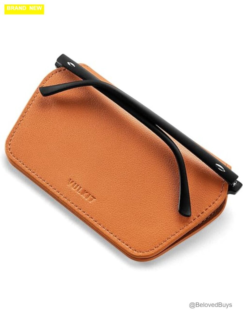 Leather Glasses Case Ultra Slim with Magnetic Strap for Most Eyewear